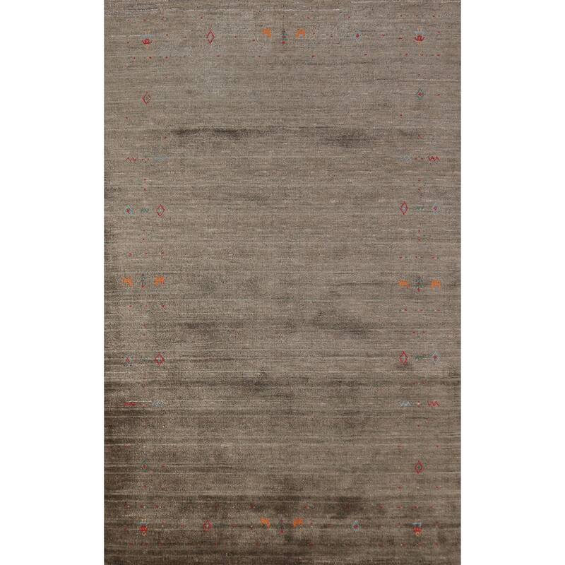Hand Knotted Oriental 100% Wool Carpet Tribal Tribal Brown Gabbeh Area Rug - 8' 1'' X 5' 0''