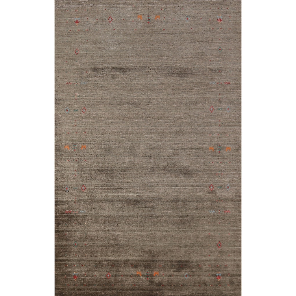 Hand Knotted Oriental 100% Wool Carpet Tribal Tribal Brown Gabbeh Area Rug - 8' 1'' X 5' 0''
