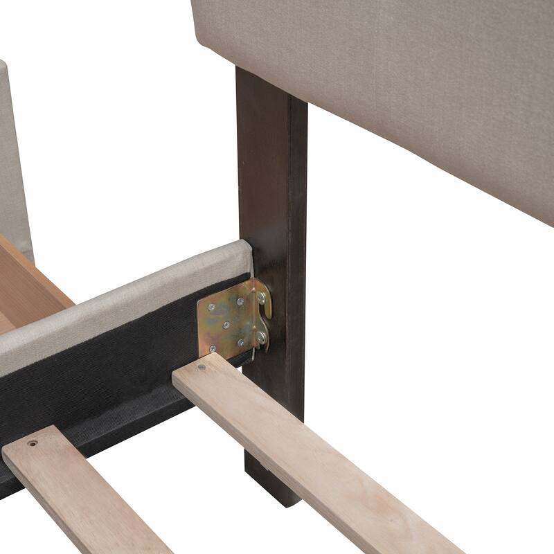 Queen Linen Upholstered Trundle Bed with 2 Drawers