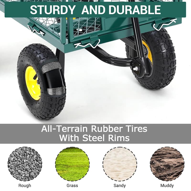 Heavy Duty Steel Utility Garden Wagon Cart with Removable Sides