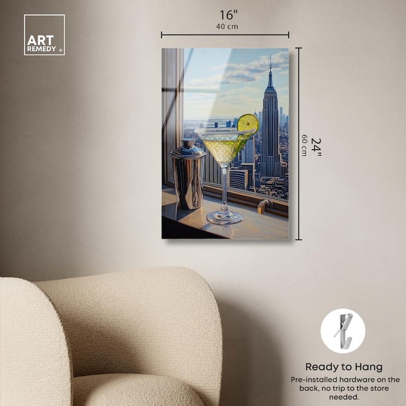 Classy Drink in NYC Acrylic by Art Remedy, Ready to Hang