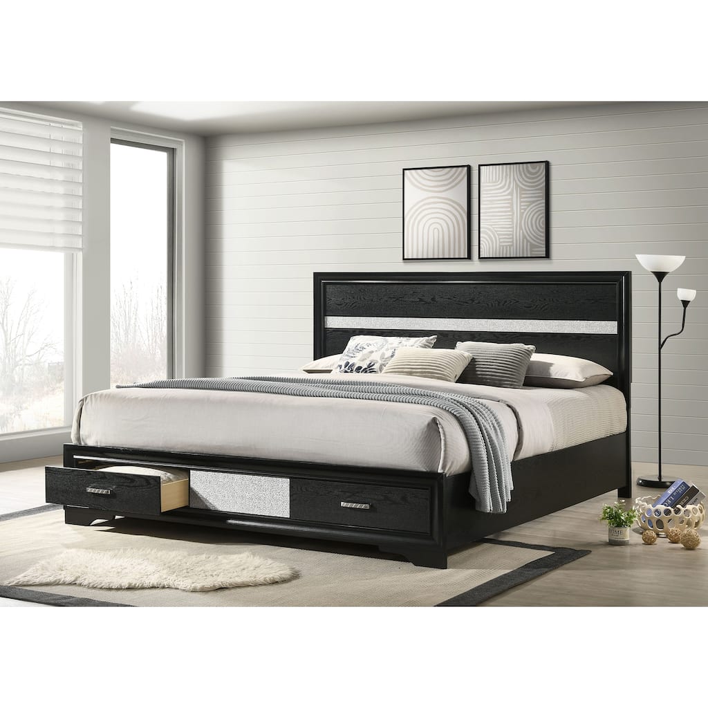 Miranda Contemporary Wood Storage Panel Bed