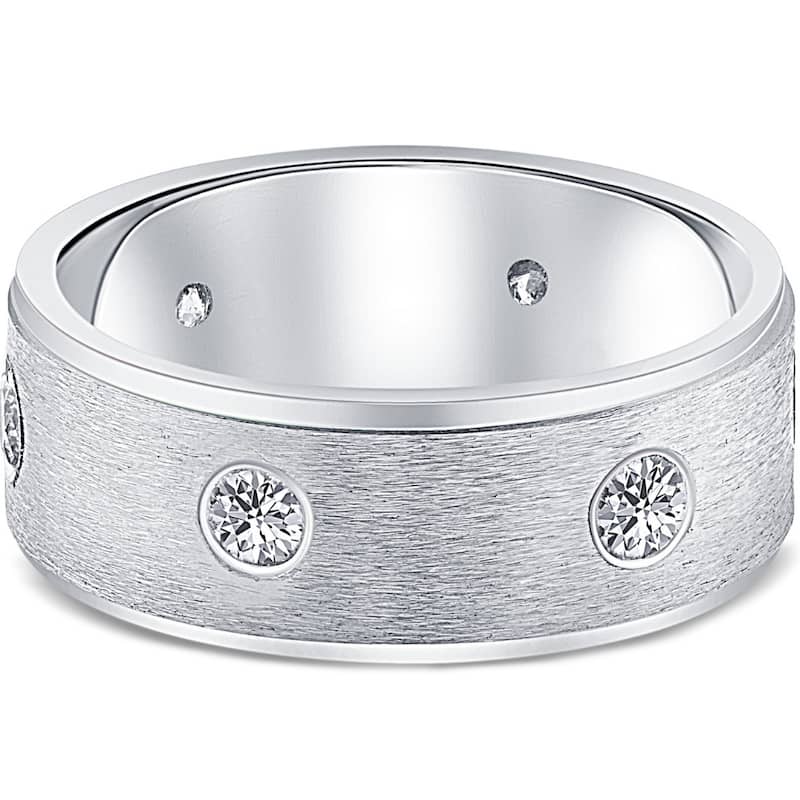 Mens 1ct Diamond Comfort Fit Wedding White Gold Ring