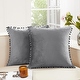 preview thumbnail 10 of 19, Deconovo Set of 4 Velvet Pom-Pom Pillow Covers Multiple Sizes 12x20 Inch - Netural Grey