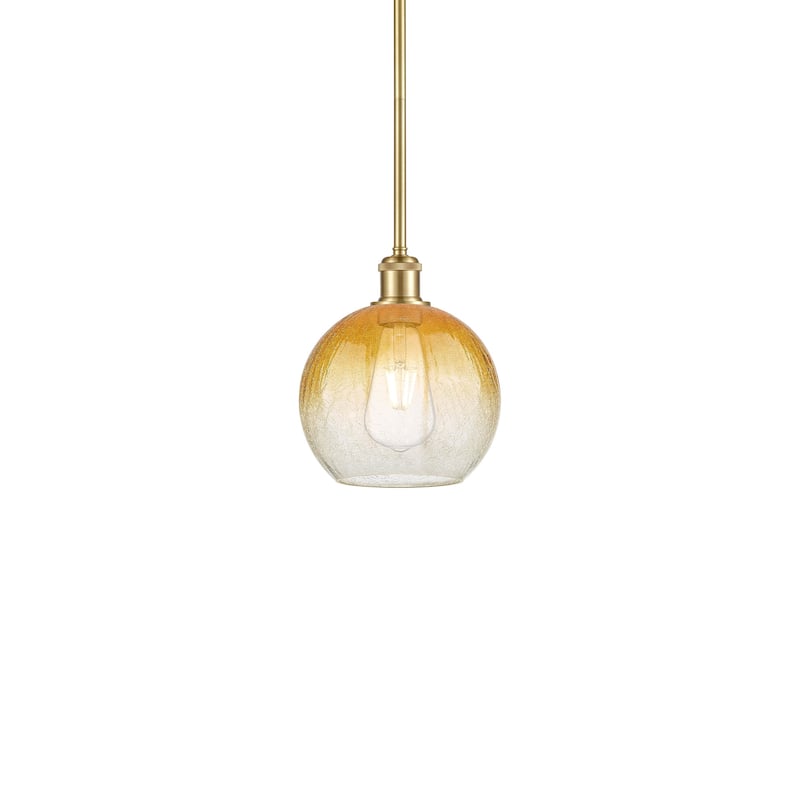 Innovations Lighting 516-1S-10-8 Brookhaven Globe Pendant Brookhaven - Satin Gold / Amber