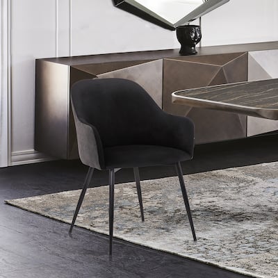 Pixie Two Tone Fabric Dining Room Chair with Black Metal Legs