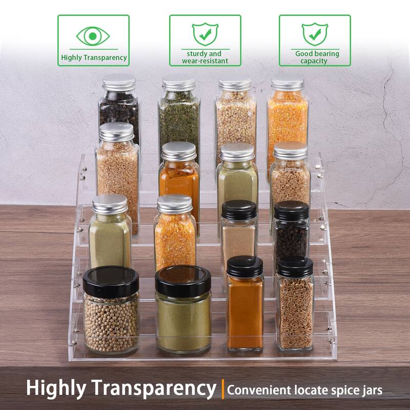 Acrylic Spice Rack Organizer Seasoning Jar Rack For Cabinet Countertop - Clear