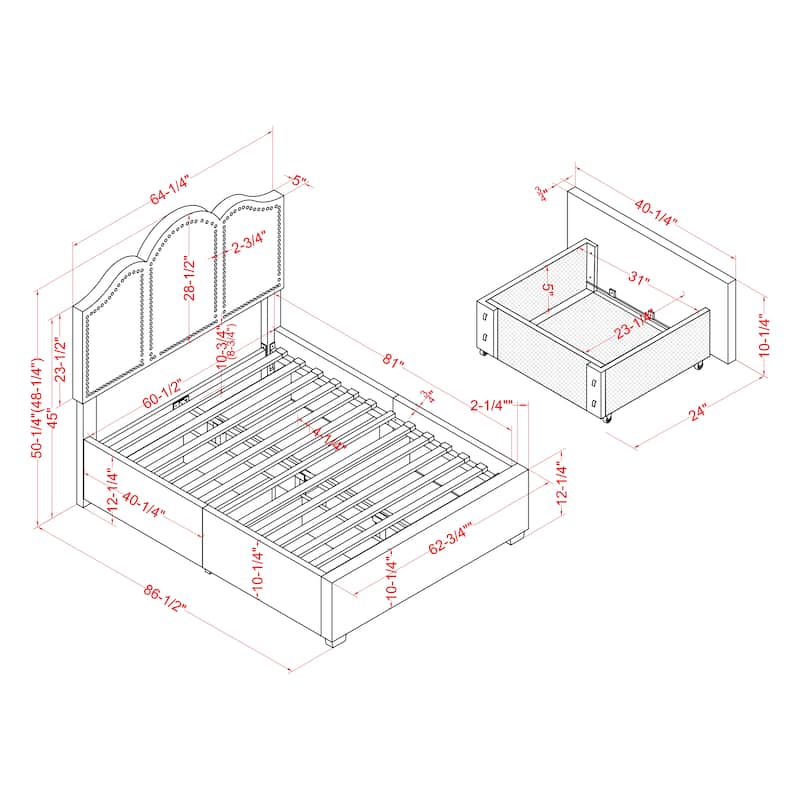 Furniture of America Dustir Art Deco Upholstered 4-drawer Platform Storage Bed