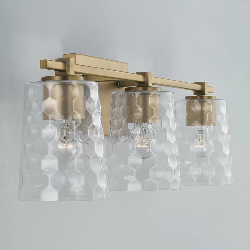 3-light 24-inch Bath/ Vanity Fixture w/ Clear Honeycomb Glass
