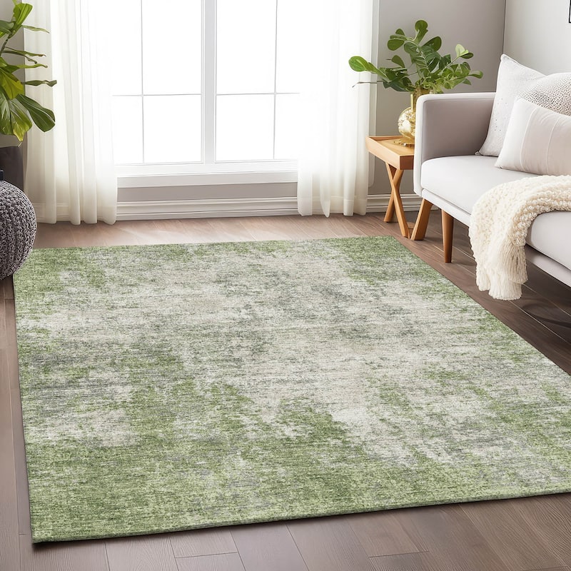 Premium Washable Super Soft Solid Casual Mayfield Rug - Green - 9' x 12'