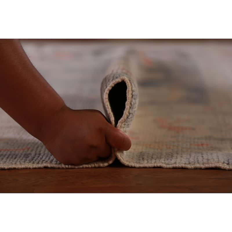 Hand Knotted Oriental 100% Wool Carpet Transitional All-Over Greys & Charcoal Oushak Area Rug - 14' 3'' X 10' 0''