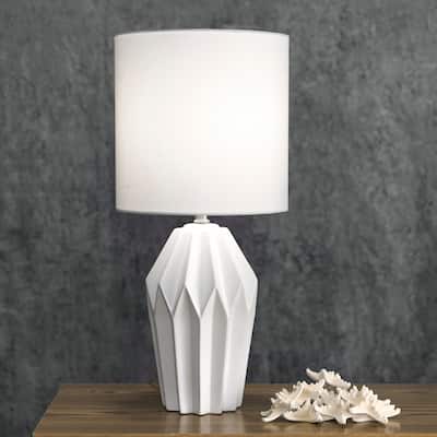 Nuloom 24" Cressida Ribbed Ceramic Linen Shade Table Lamp - 11"W x 11"D x 24"H