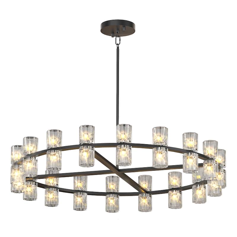 36" Luxury Crystal Chandelier LED for Living & Dining (Bulbs Incl)