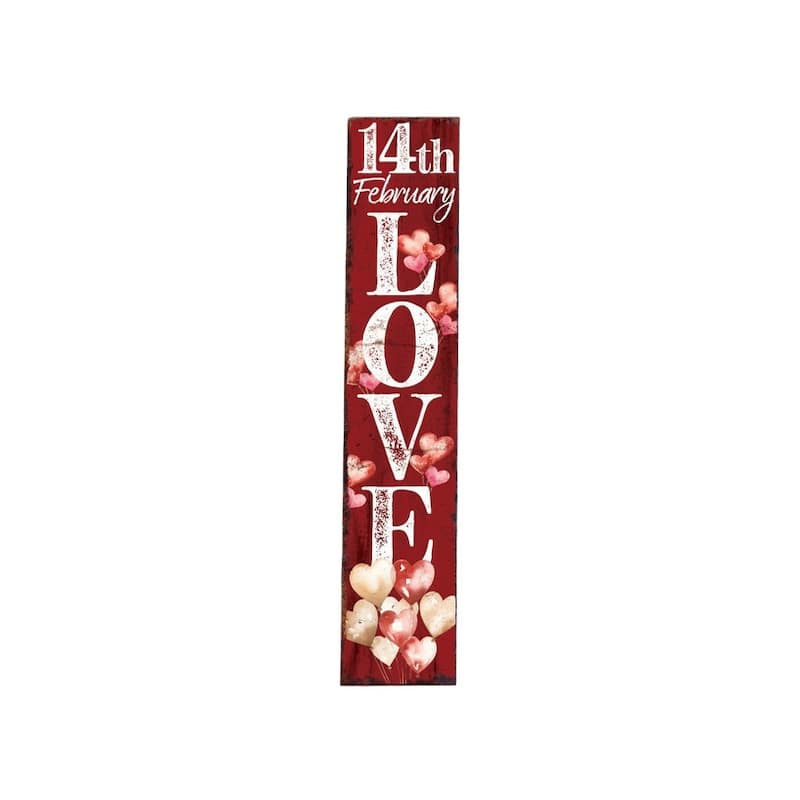 HomeRoots 48" Pink Red And White Solid Wood Love Valentine's Day Heart Porch Sign