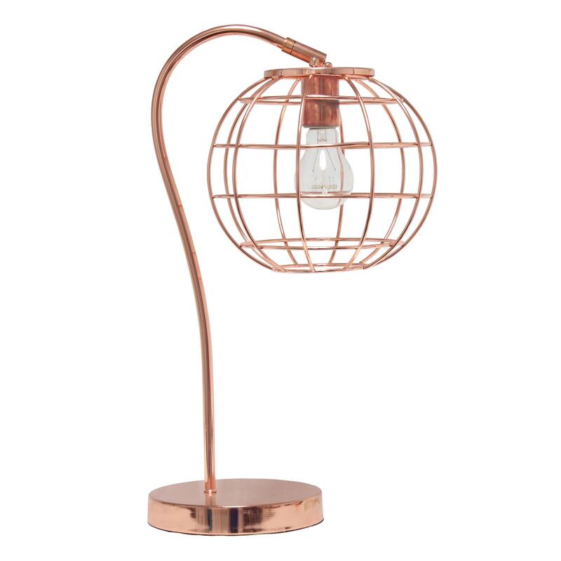 20 in. Rose Gold Finish Table Lamp with Gold Shade, Sturdy Table Lamp for Living Rooms and Bedrooms