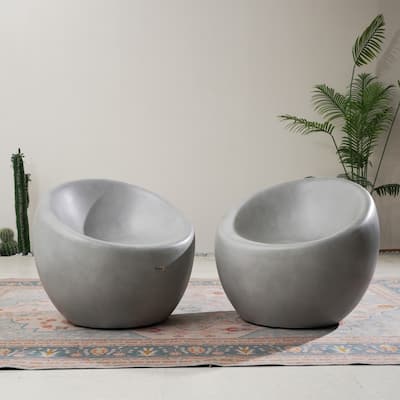 Modern Outdoor Terrafab Composite High-grade Cement Finish Stool Sofa Set (Set of 2)