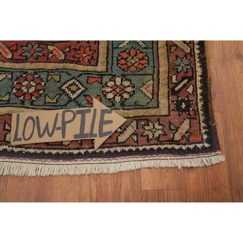 Hand Knotted Oriental 100% Wool Carpet Traditional Geometric Black Runner Rug - 8' 8'' X 3' 6''