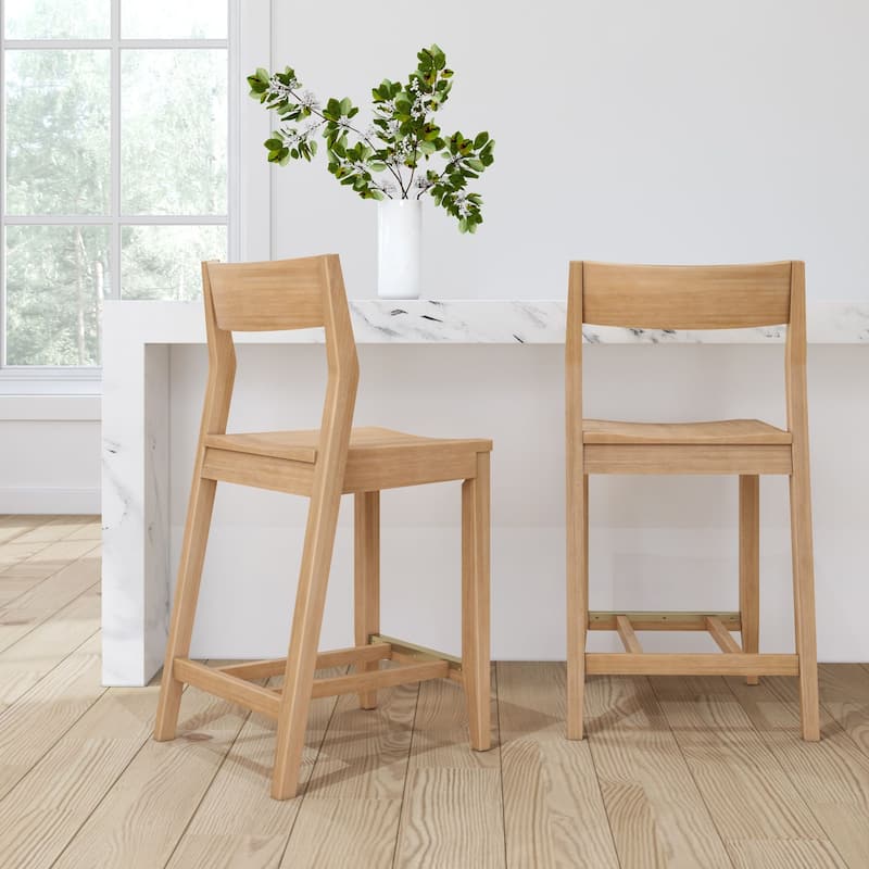 Plank and Beam Modern Counter Height Solid Wood Dining Chair - Set of 2