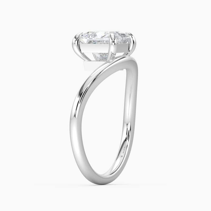 Auriya 14K Gold Lab Grown Diamond Princess Cut Curved Solitaire Engagement Ring 1.00 - 5.00ct. tw. (F-G, VS)