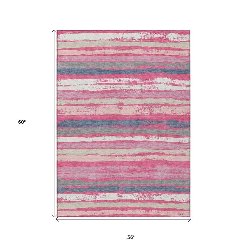 HomeRoots Striped Transitional Rectangle Outdoor Rug