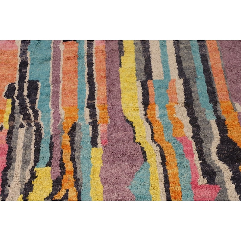 Multicolor Moroccan Oriental Area Rug Handmade Wool Carpet - 8'10" x 13'0"