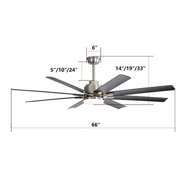 66 Inch Nickel Smart Control Ceiling Fan with Dimmable Light, 8 Blades