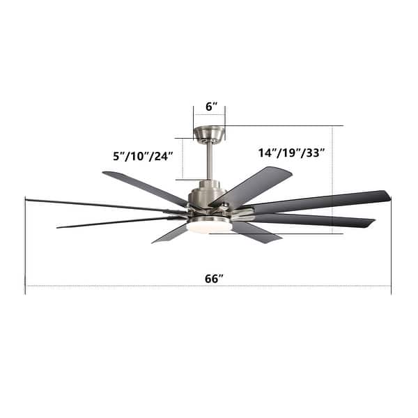 Large Ceiling Fan With Dimmable Led Light 8 ABS Blades Remote Control