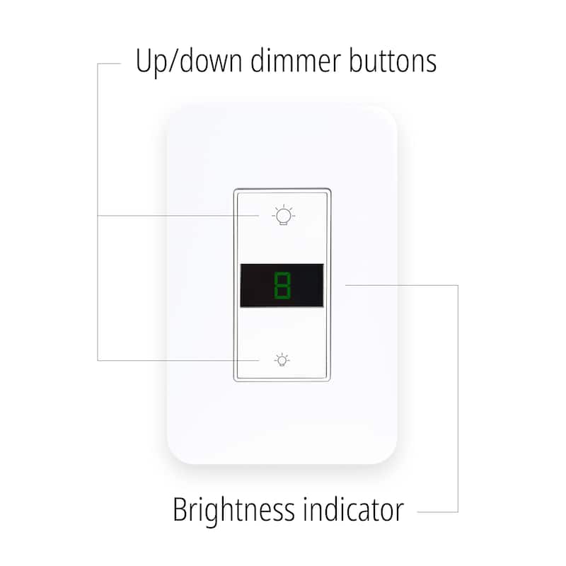 Smart Ligting LED Display Dimmer Switch - WiFi Remote App Control; No Hub Required by JONATHAN Y - White