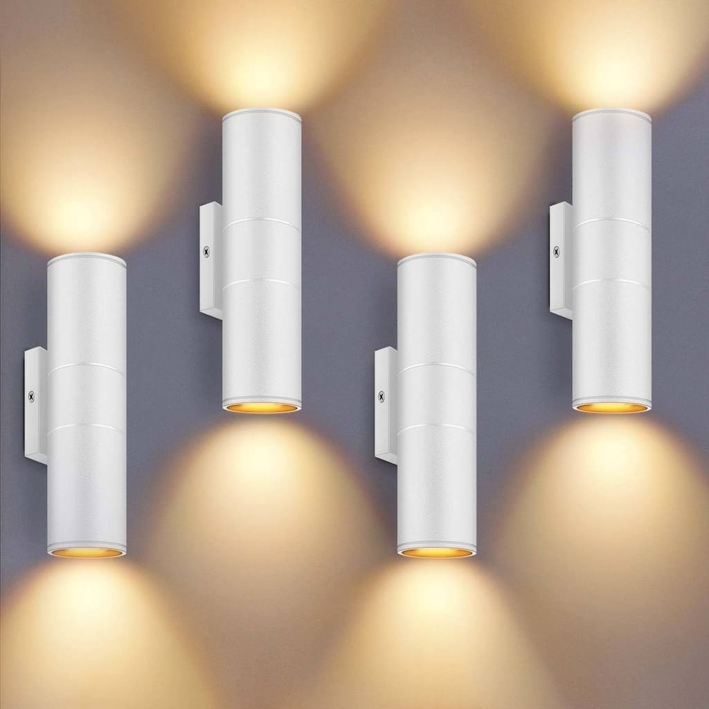 Cylinder Up Down Wall Light, 12W Modern Outdoor Porch Light 4-Pack