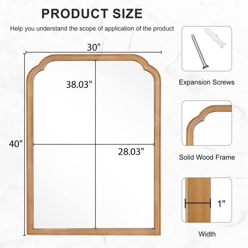 Top Corner Scalloped Rectangle Decorative Farmhouse Wall Mirror