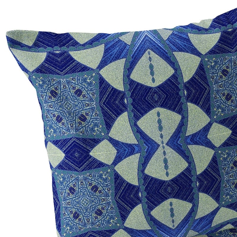 HomeRoots Set of Two 16" X 16" Blue and Green Blown Seam Eclectic Indoor Outdoor Throw Pillow - 16.00' X '16.00' X '5.00