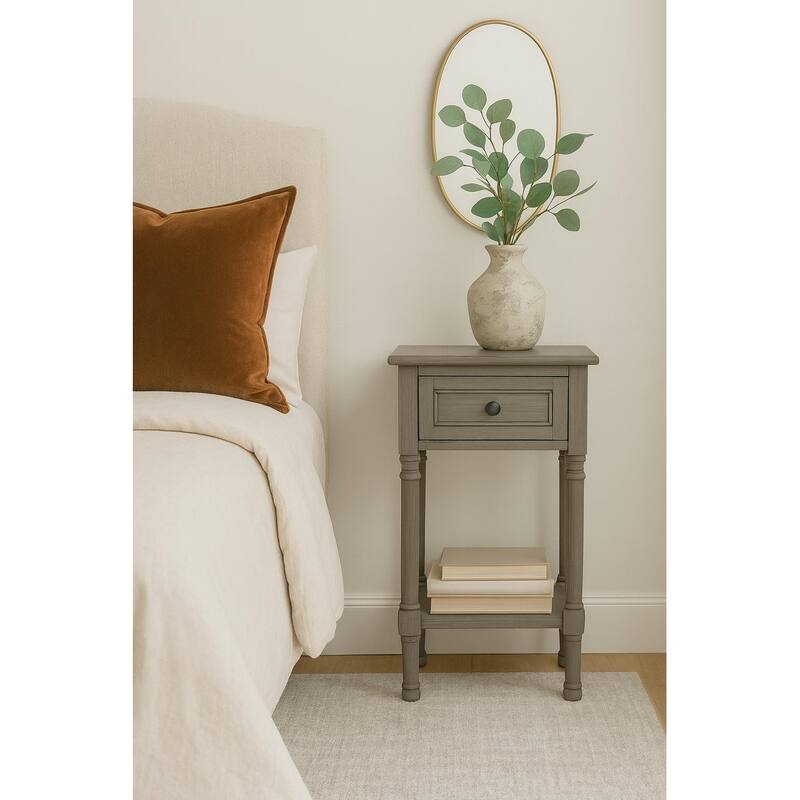 Farmhouse 1-Shelf And 1-Drawer Side Accent Table