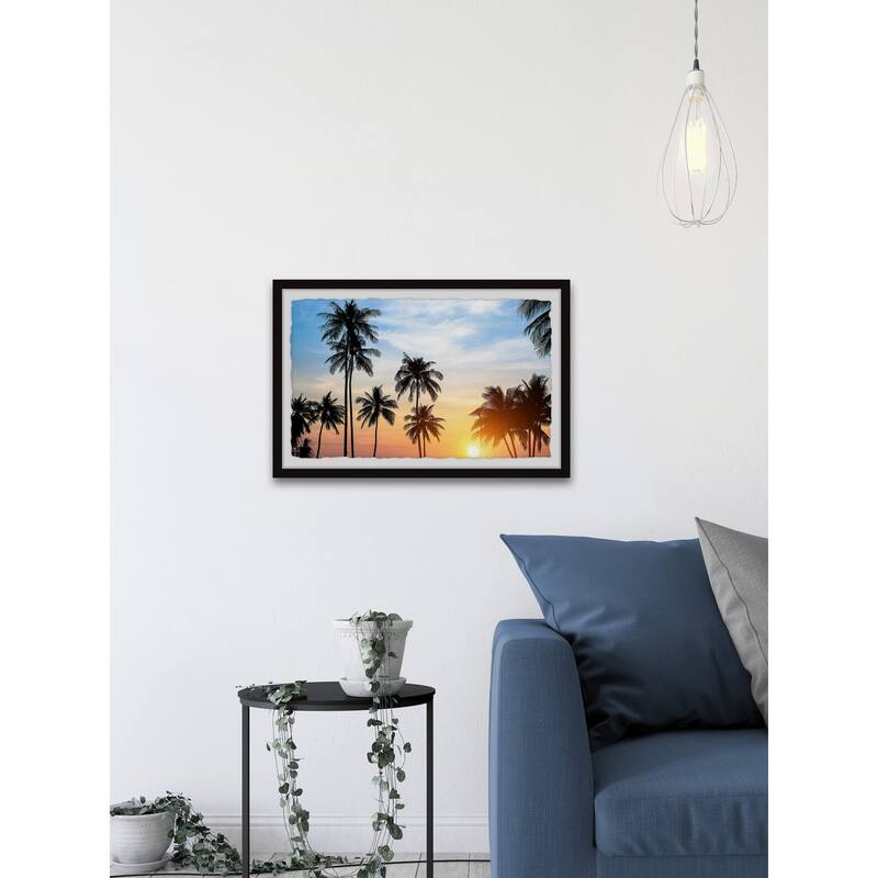 'Tropical Summer Sunset' Framed Painting Print