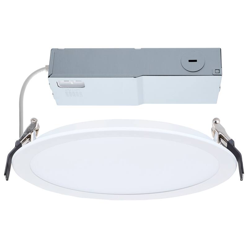 20 Watt 8 Inch LED Direct Wire Downlight Remote Driver CCT Selectable Flat Face Round White - White