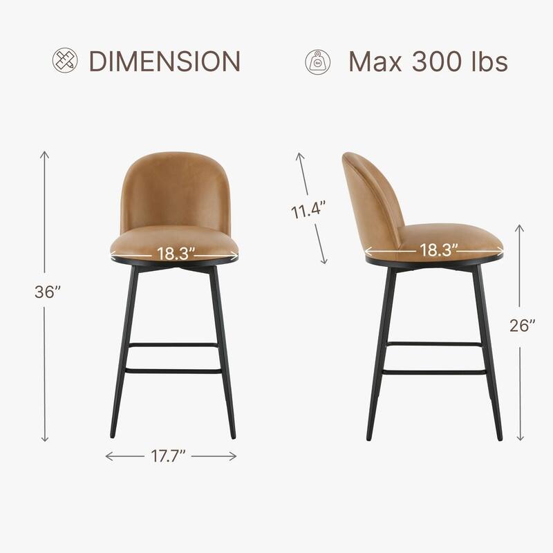 Beverly Swivel Counter Bar Stool Set 26 in Barstools with Metal Frame