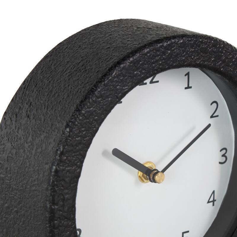 Wood Textured Decorative Clock with Gold Accents - Set of 2 Multi Colored - Roche River Decor