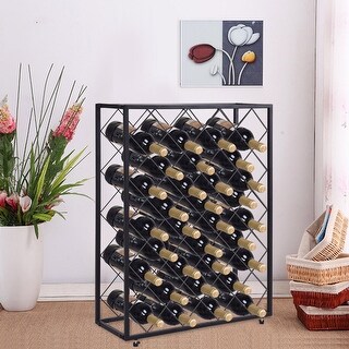 Top Product Reviews For Gymax 32 Bottle Wine Rack Metal Storage