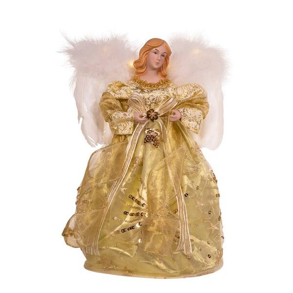 Kurt S. Adler Kurt Adler 14-Inch Battery-Operated Ivory And Gold Led Angel Treetop