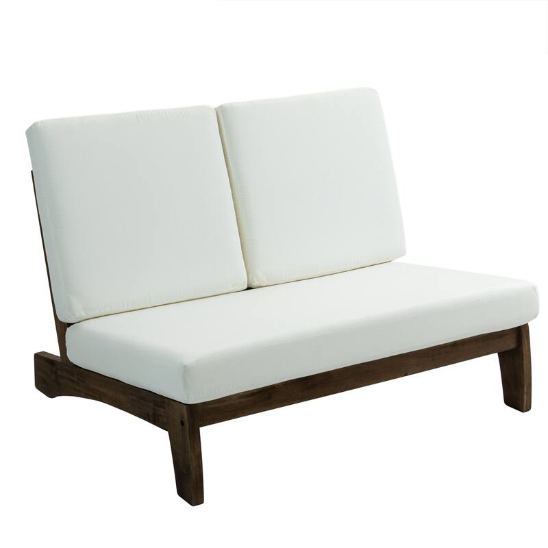Acacia Wood Outdoor Armless Club Chair With Waterproof Cushion