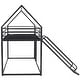 preview thumbnail 12 of 26, Modern Black Twin Over Twin House Bunk Bed With Convertible Ladder and Slide