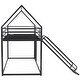preview thumbnail 13 of 26, Twin over Twin House Bunk Bed with Ladder and Slide House Shaped Bunk Bed Frame with Lenght Guardrail, No Box Spring Needed