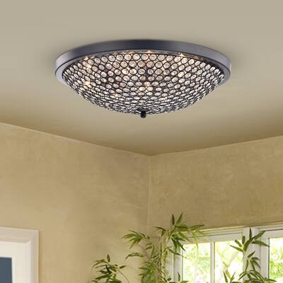 Alkes Clear Glass/ Black Finish Metal 6-light Flush Mount