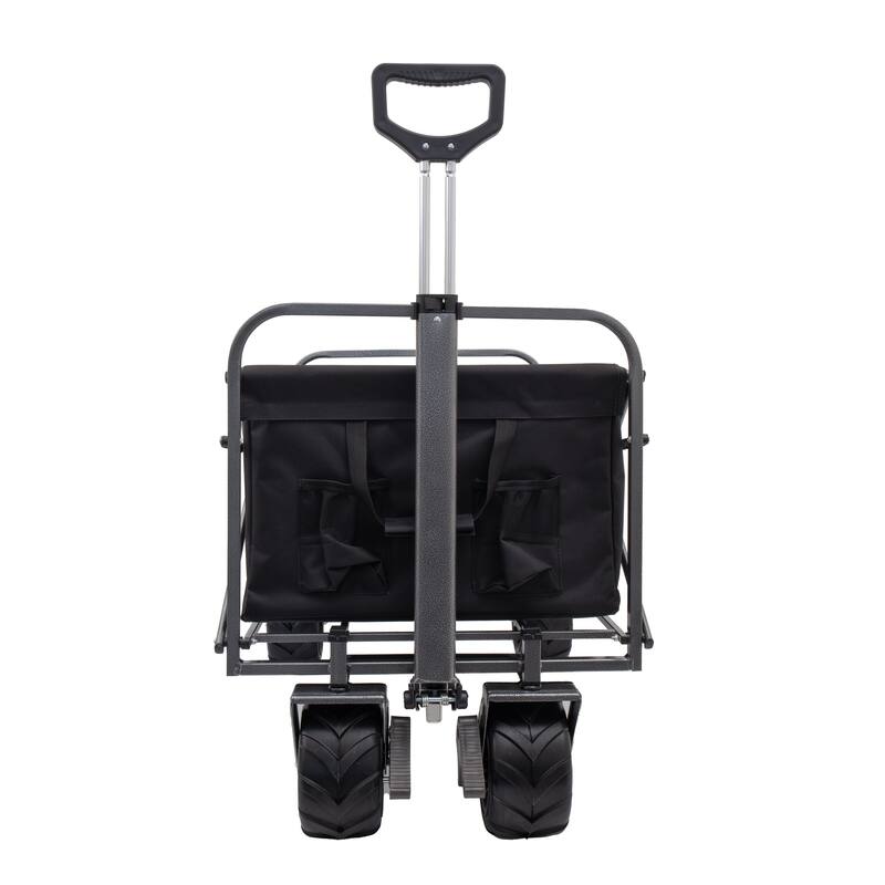 Collapsible Cart with Foot Brake, Large All-Terrain Wheels, Durable Alloy Frame, and Mesh Pocket for Easy Transport of Equipment