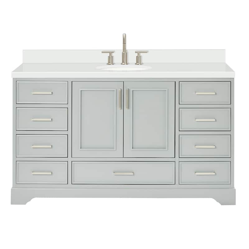 Ariel M061SWQOVO Stafford 61" Free Standing Single Basin Vanity Set - Grey - Ash Finish