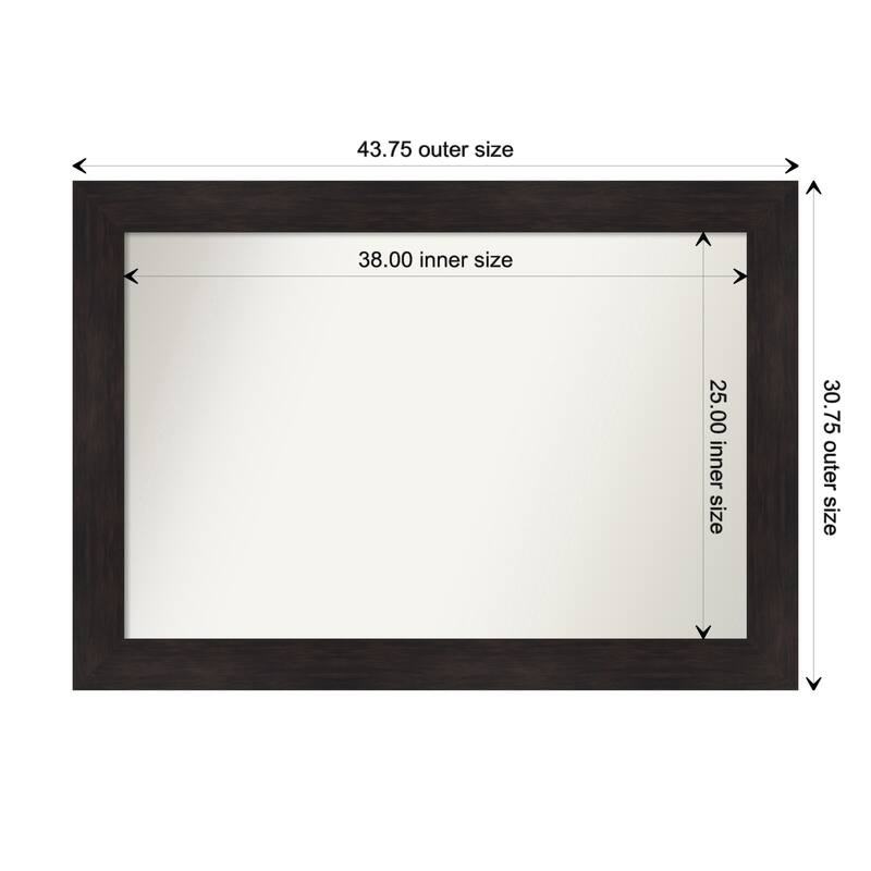 Furniture Espresso Framed Non-Beveled Custom Wall Mirror, Bathroom Vanity Mirror - Outer Size: 43.75 x 30.75