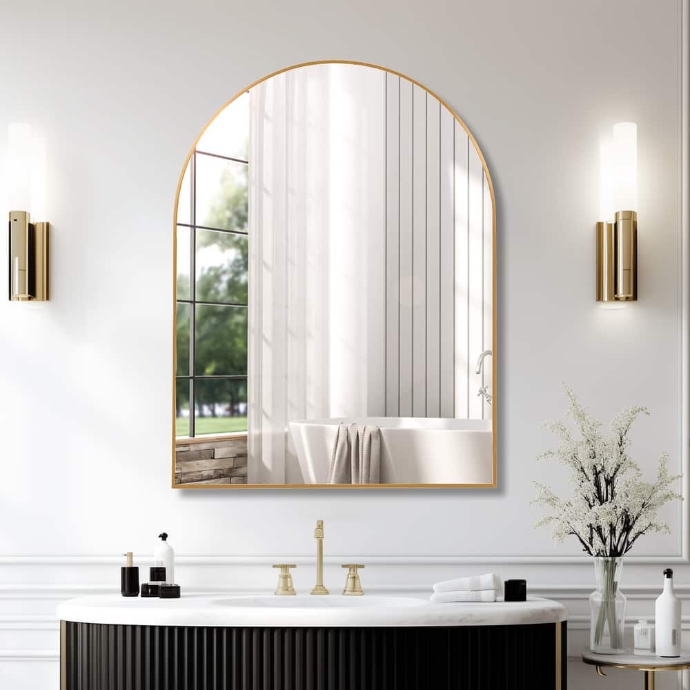GDFStudio - Nordvale Luxury Modern Arched Bathroom Vanity Decorative Mirror with Easy Wall Mounting & Metal Frame