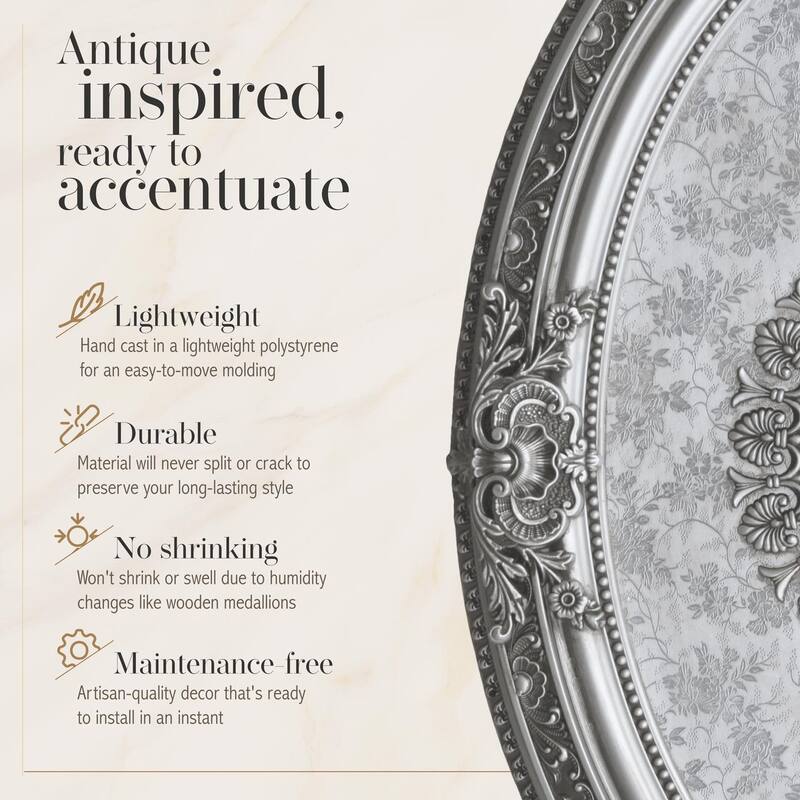 Antique Silver Petite Oval Ceiling Medallion