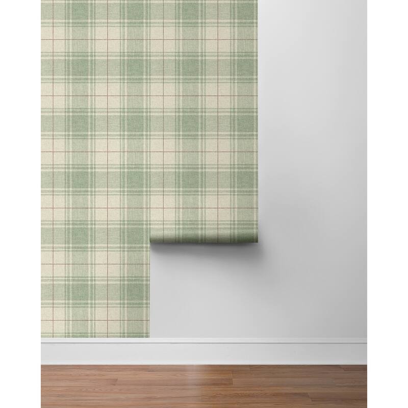 NextWall Linen Cut Plaid Peel and Stick Wallpaper - 20.5 in. W x 18 ft. L