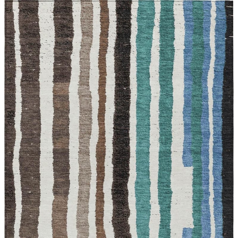 HomeRoots Striped Transitional Rectangle Outdoor Rug