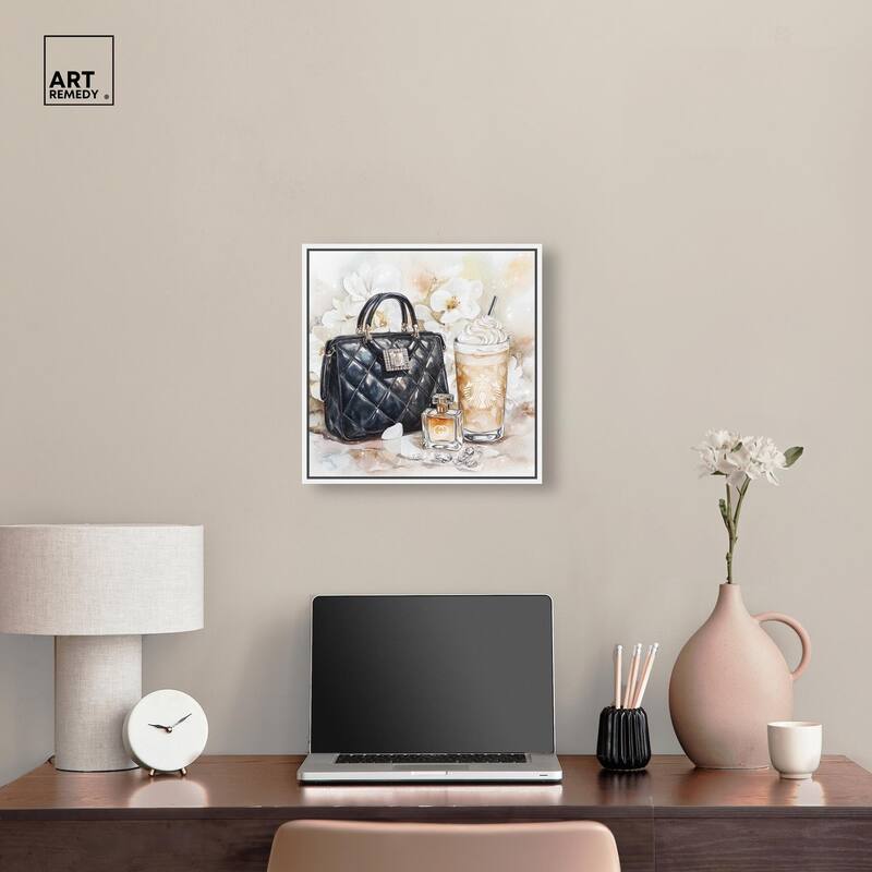 Trinkets and White Floral Canvas by Art Remedy